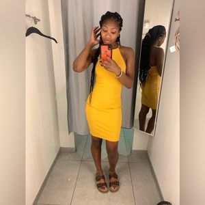 Yellow bodycon halter dress in perfect condition
